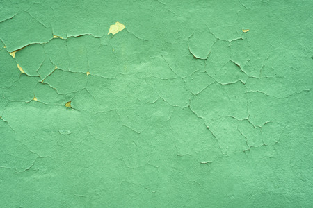 Warm green shabby textural background. Cracked paint wall.の写真素材