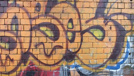 graffiti on brick wallのeditorial素材