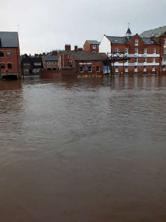 The River Ouse in York , England, with burst banks causing flooding, December 2012のeditorial素材