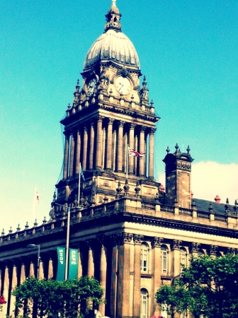 A vintage feel to Leeds town hall  a good example of Victorian architecture in northern England  in の素材