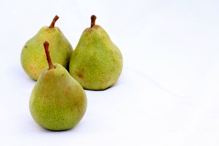 Simple composition of three pearsの写真素材