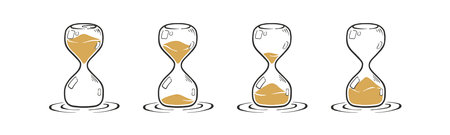 Hand drawn of the full countdown duration of hourglass for deadline timer illustration vectorのイラスト素材