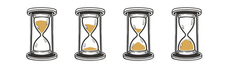Hourglass full countdown duration collection illustration vintage sand glass awesome sketch drawing