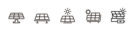 Ecology energy collection of solar panel icon set vector illustration