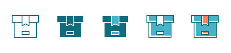 set of delivery box icons, cargo, shipping transport product box signs vectorのイラスト素材