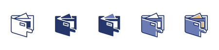 collection of opened wallet icon illustrations for payment or saving money symbol vector with all style of designのイラスト素材