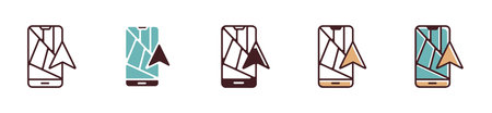 mobile map route navigation icon vector travel guide symbol illustration for map navigator app and...
