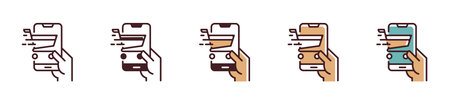 mobile online shopping cart icon. online store purchasing a product smartphone payment vector illustration for web or app template interfaceのイラスト素材