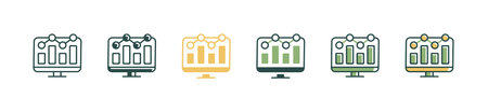 online monitoring data analysis chart bar graph icon vector business growth report and evaluation information datum symbol illustration for web and appのイラスト素材