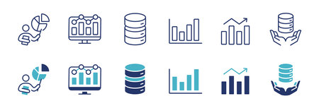 business report diagram analysis chart icon set marketing performance graph statistic growth data vector illustration for web and appのイラスト素材