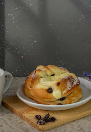 Raisin Bun served with coffee