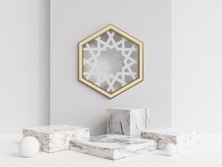 a place for Islamic products with a minimalist and elegant designの写真素材