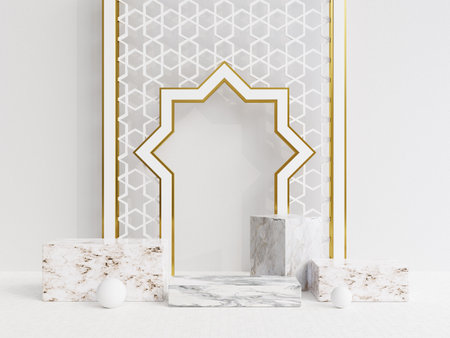 a place for Islamic products with a minimalist and elegant designの写真素材