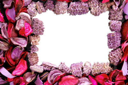Frame for photo or text made of pressed flowersの写真素材