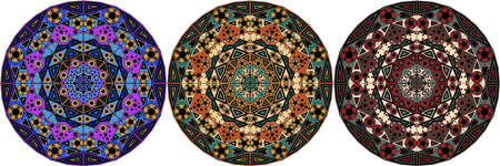 Vector illustration of ornamental elements made of triangles and circlesのイラスト素材