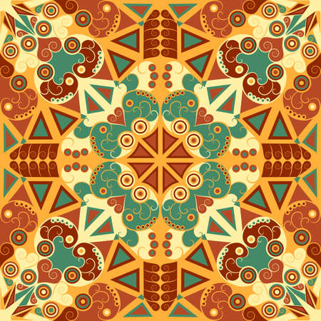 Colorful ethnic patterned background. Arabesque vector ornamentのイラスト素材