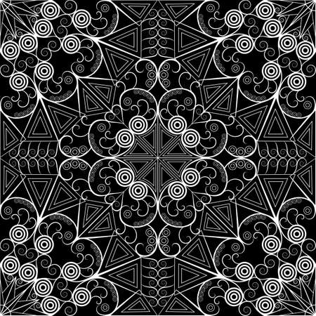 Black and white ethnic patterned background. Arabesque ornamentのイラスト素材