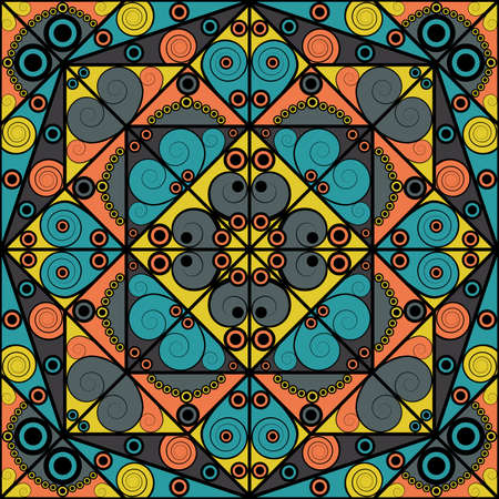 Colorful ethnic patterned background. Arabesque vector ornamentのイラスト素材