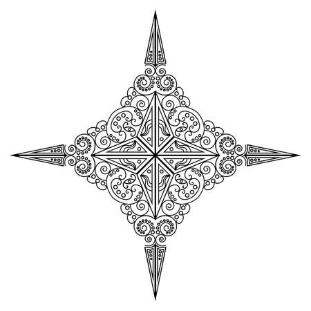 Black-white ornamental star. Element for designのイラスト素材