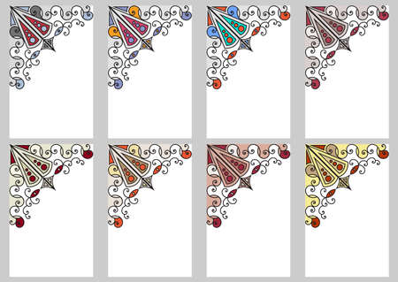 Collection retro cards. Ethnic backgrounds. Card of invitation. Vintage design elementsのイラスト素材