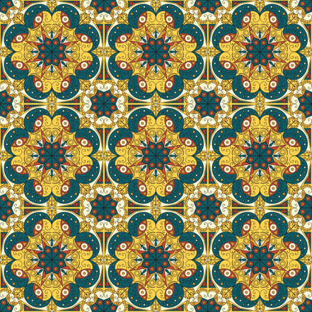 Vector seamless pattern. Colorful ethnic ornament. Arabesque styleのイラスト素材