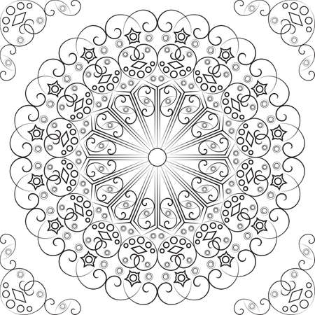 Black and white ethnic patterned background. Arabesque ornamentのイラスト素材