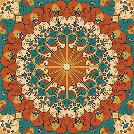 Colorful ethnic patterned background. Arabesque vector ornamentのイラスト素材