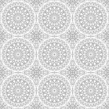 Vector pattern seamless. Black-white ethnic ornament. Arabesque styleのイラスト素材