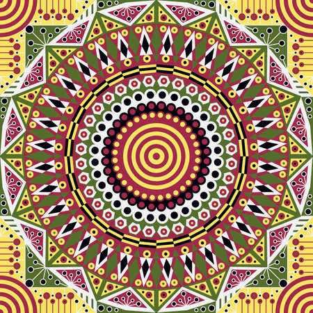 Colorful ethnic patterned background. Arabesque ornamentのイラスト素材