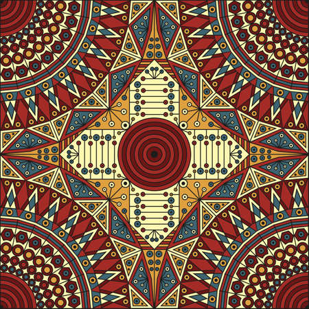 Colorful ethnic patterned background. Arabesque ornamentのイラスト素材