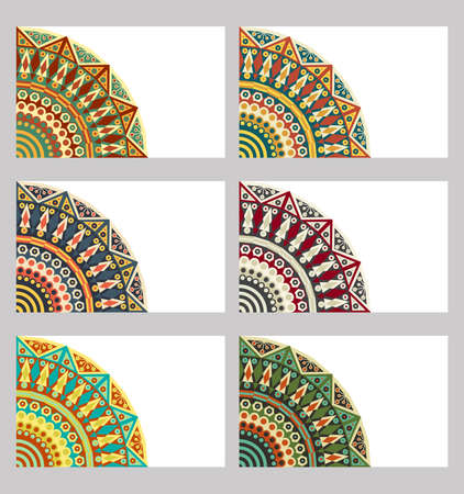 Collection retro cards. Ethnic backgrounds. Card of invitation. Vintage design elementsのイラスト素材