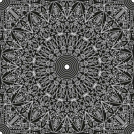 Black and white ethnic patterned background. Arabesque ornamentのイラスト素材