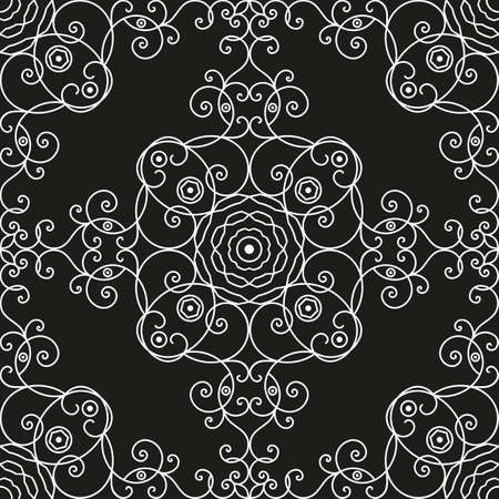 Black and white ethnic patterned background. Arabesque ornamentのイラスト素材