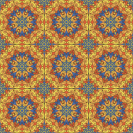 Vector seamless pattern. Colorful ethnic ornament. Arabesque styleのイラスト素材