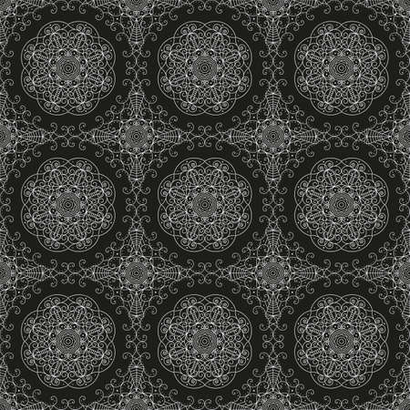 Vector pattern seamless. Black-white ethnic ornament. Arabesque style