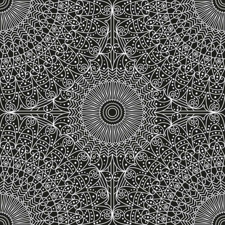 Black and white ethnic patterned background. Arabesque ornamentのイラスト素材