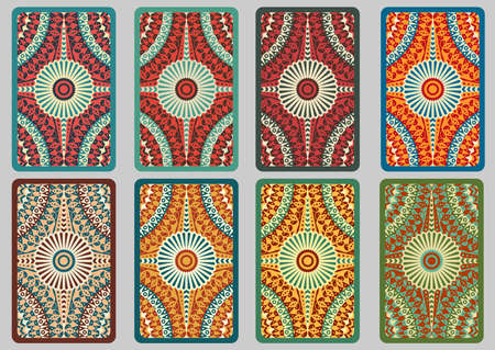 Collection retro cards. Ethnic backgrounds. Card of invitation. Vintage design elements