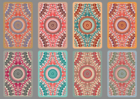 Collection retro cards. Ethnic backgrounds. Card of invitation. Vintage design elementsのイラスト素材