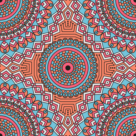 Colorful ethnic patterned background. Arabesque vector ornamentのイラスト素材