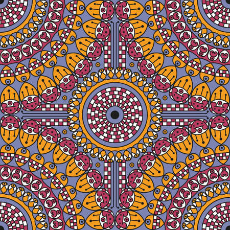 Colorful ethnic patterned background. Arabesque vector ornamentのイラスト素材