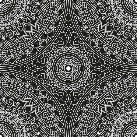Black and white ethnic patterned background. Arabesque ornamentのイラスト素材