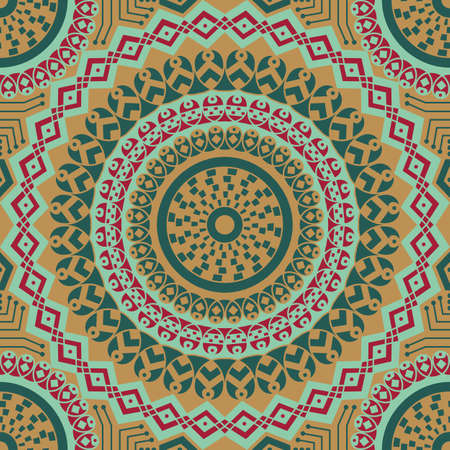 Colorful ethnic patterned background. Arabesque vector ornamentのイラスト素材