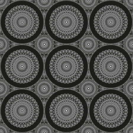 Vector pattern seamless. Black-white ethnic ornament. Arabesque styleのイラスト素材