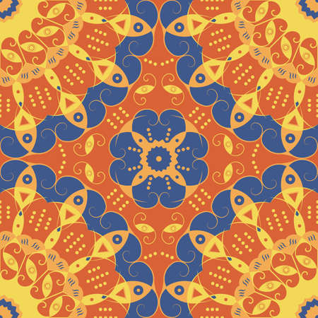 Colorful ethnic patterned background. Arabesque vector ornamentのイラスト素材