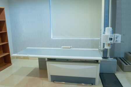 X-ray room, x-ray unit room, bed in the clinic