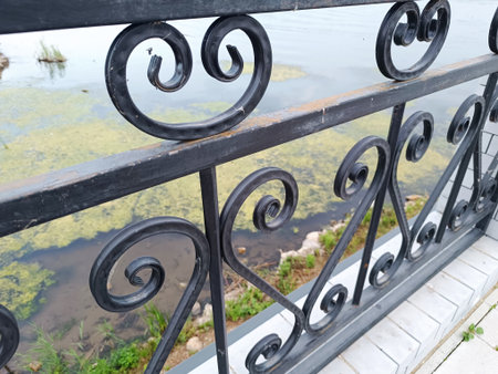 Patterned fence, black fencingの写真素材