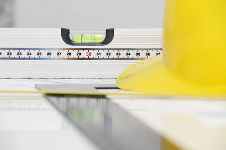 Helmet and tools for construction drawings and buildings