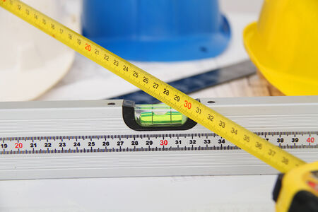 Helmets and tools for construction drawings and buildings