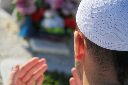 Islamic praying on dead personの写真素材