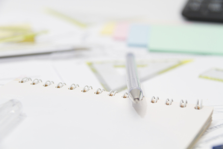 Photo of the Drawing tools with compass and calculatorの写真素材